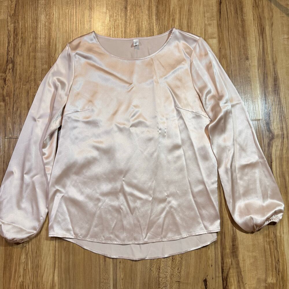 Lilysilk Light Pink Mulberry Silk Long Sleeve Office Minimalist Blouse Size XS